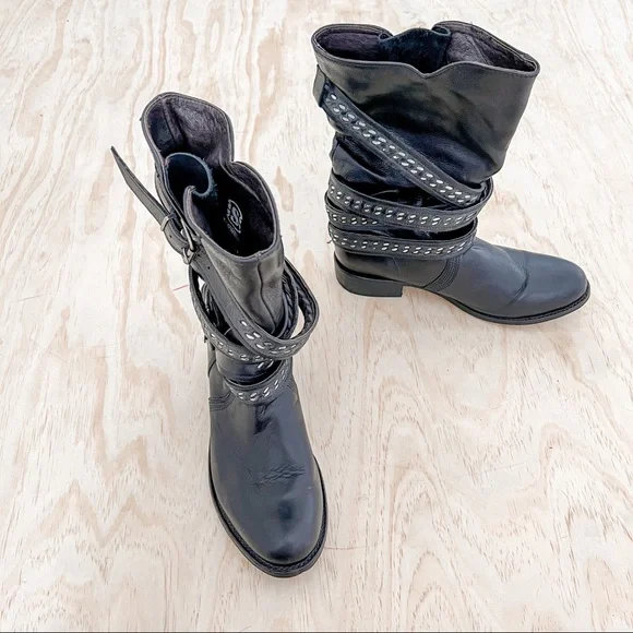 Rare style - Sendra leather boots with straps with buckle & rivets, size 7.5 - Picture 3 of 13